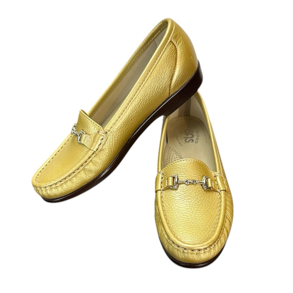 SAS Tripad Comfort Footbed Metallic Gold Leather Slip On Horse Bit Loafers 7.5 N